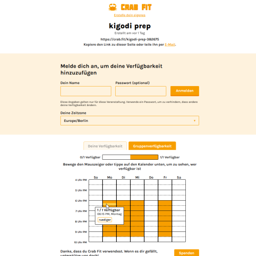 crabfit: alternative Terminfindung